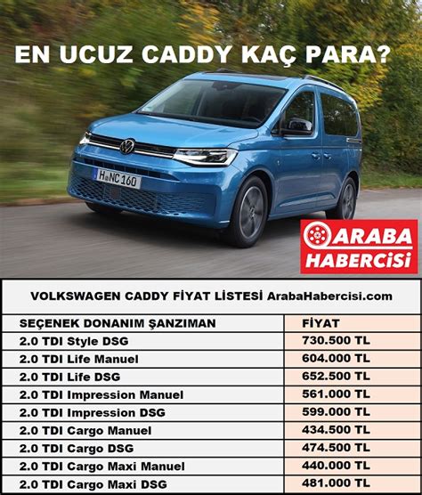 Volkswagen caddy 2022 fiyat listesi